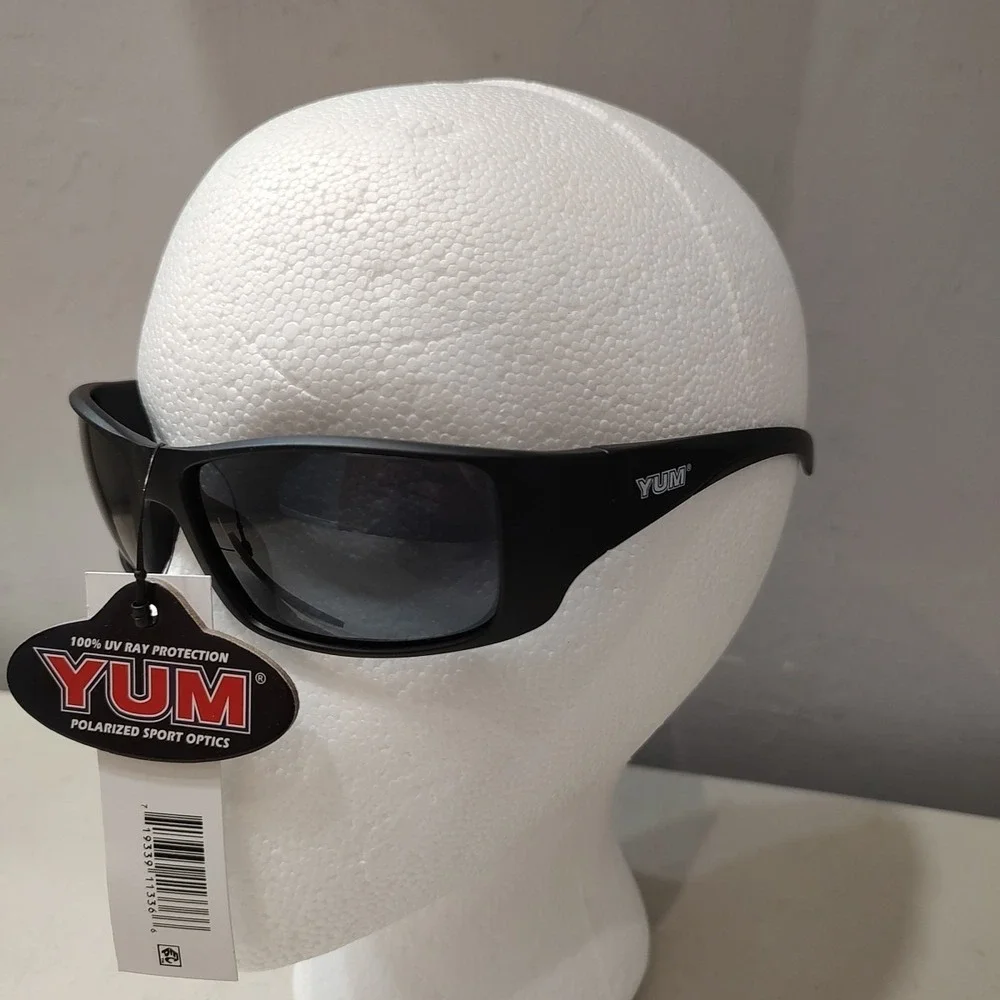 Yum Pradco Polarized UV Matte Black Fishing Sunglasses‎ Framed Black Lens